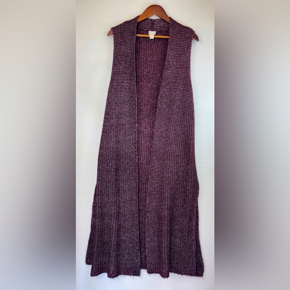 Chico's Long Knit Sleeveless Duster - Plum